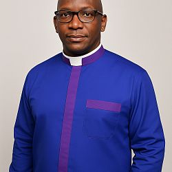 Royal blue / Purple Bishops collar shirt with