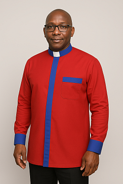 Red /Royal Bishops collar shirt